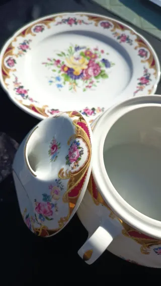 Conjunto Cerâmica Flores Vintage