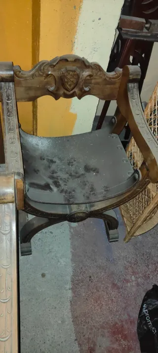 Sillas Castellanas Antiguas Madera y Cuero