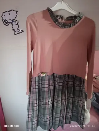 Vestido niña rosa y cuadros