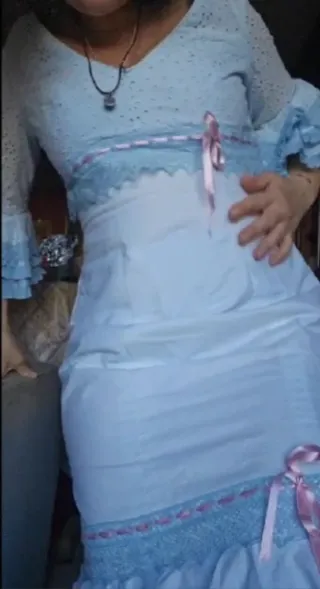 Traje de Gitana Azul y Blanco