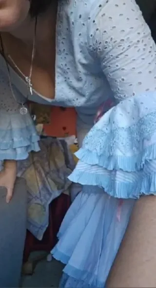 Traje de Gitana Azul y Blanco