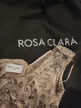 Vestido Rosa Clará Beige y Dorado