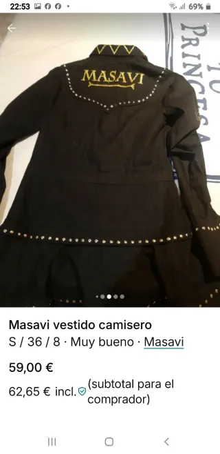 Vestido Masavi Negro con Tachuelas