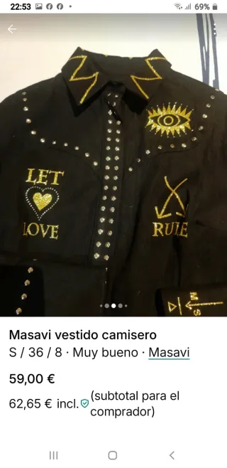 Vestido Masavi Negro con Tachuelas