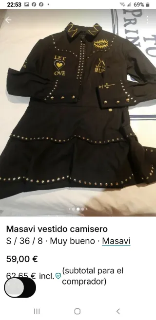 Vestido Masavi Negro con Tachuelas