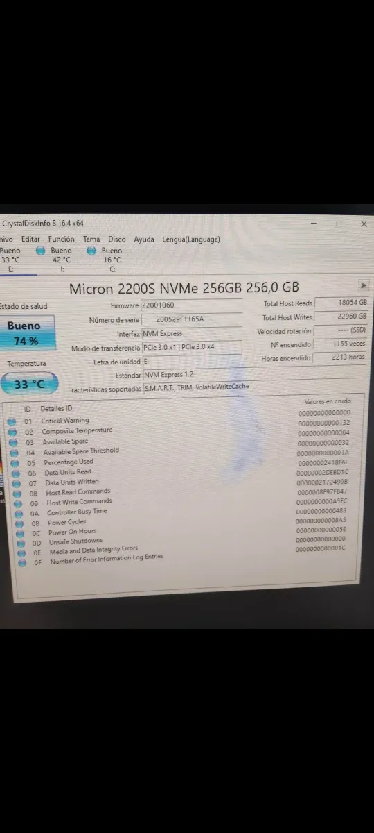 Disco SSD Micron 256GB M.2 NVMe Gen3 afbeelding 2