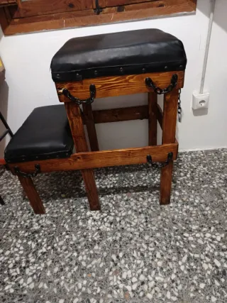 Banco artesanal madera maciza acolchado