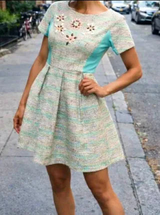 Vestido Holypreppy Beige y Turquesa