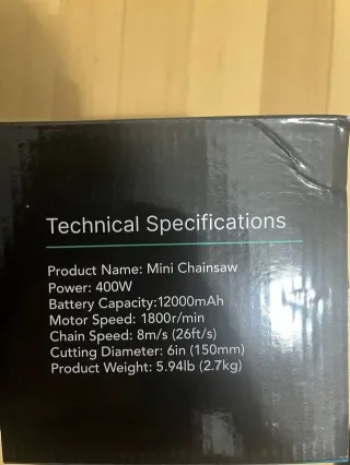 Mini Motosierra 21V 2 Baterías 6” Nueva