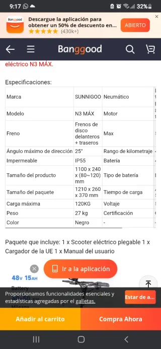 Patinete Eléctrico Sunnigoo ES-3MAX