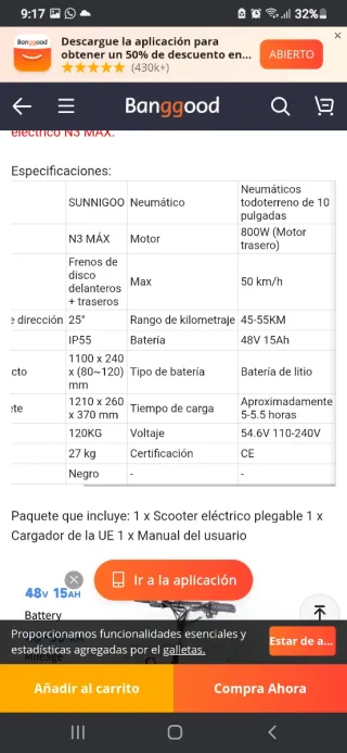 Patinete Eléctrico Sunnigoo ES-3MAX
