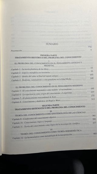 Teoría del conocimiento. Libro de filosofía.