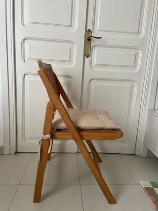 Silla plegable Zara Home madera ratán +cojín