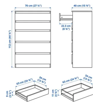 Cómoda 5 cajones blanca