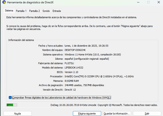 Fujitsu Core i5 2.6GHz 8GB RAM 2GB Gráfica SSD