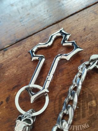 Catena portafoglio in metallo con teschio