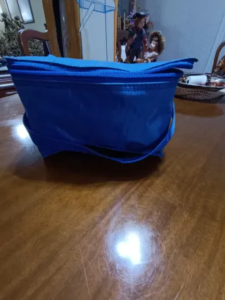 Nevera portátil de mano azul