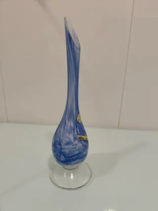 Vaso di vetro soffiato Murano blu