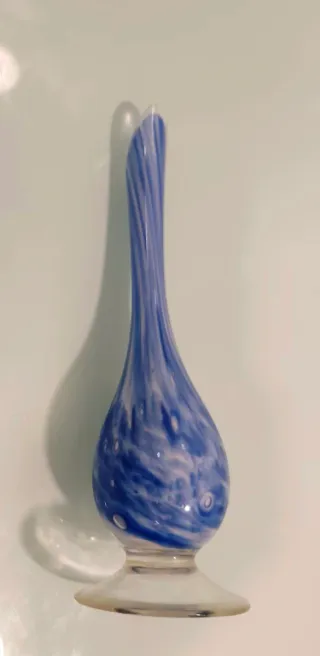 Vaso di vetro soffiato Murano blu