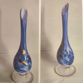 Vaso di vetro soffiato Murano blu