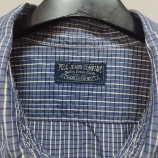 Camisa Polo Jeans Company riscas azul e branca L