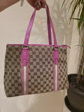 Bolso Gucci Lona Marrón y Rosa