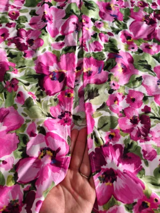 Vestido largo floral rosa y verde