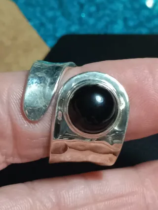 Anillo Plata Ley Ajustable Piedra onix