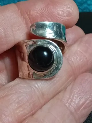 Anillo Plata Ley Ajustable Piedra onix