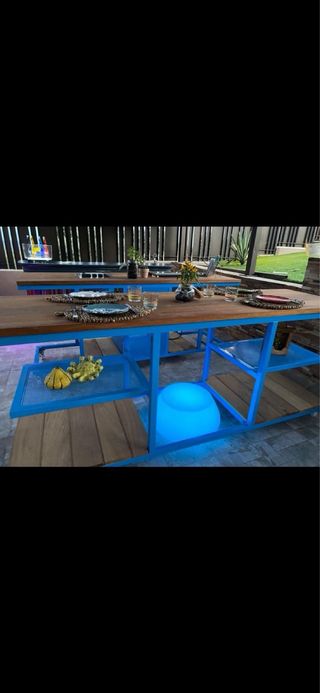 Isla de jardín/porche de madera y metal