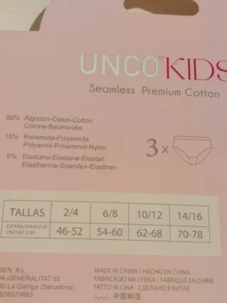 Braguitas Niña  Talla 14-16 (3 uds)