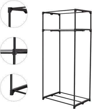 Armario de tela gris con rayas blancas