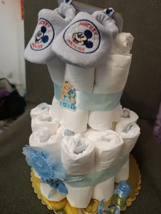 Bolo de Fraldas Menino Mickey