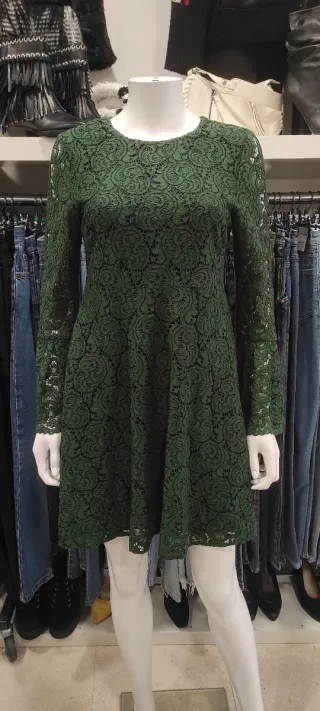Vestido Zara calado verde Talla S