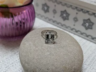 Anillo Antiguo Aguamarina Natural