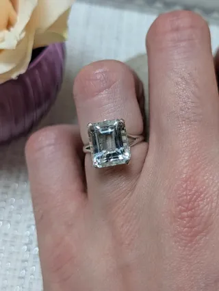 Anillo Antiguo Aguamarina Natural