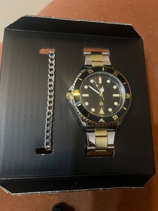 Reloj Acero Dos Tonos Pulsera Cadena