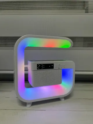 Cargador inalámbrico con Altavoz y Reloj LED