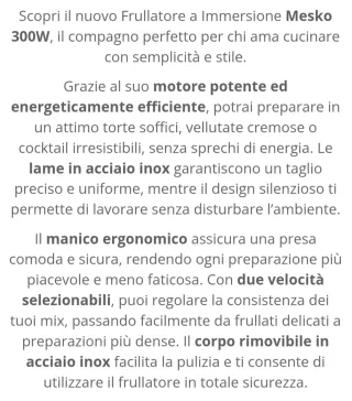 Frullatore a Immersione 300W Mesko