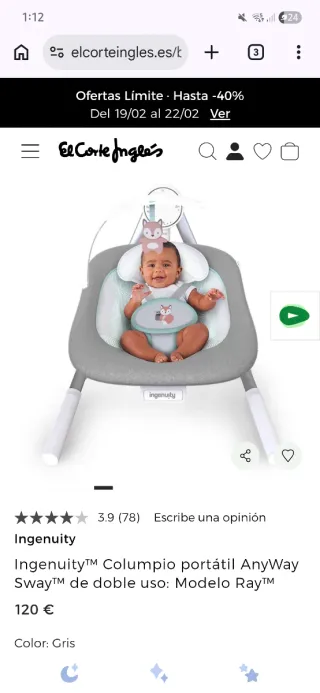 Hamaca Bebé Ingenuity (Columpio)