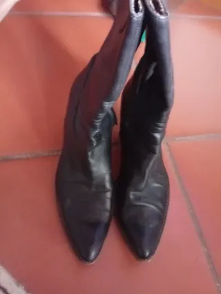 Stivali cowboy neri tacco in legno