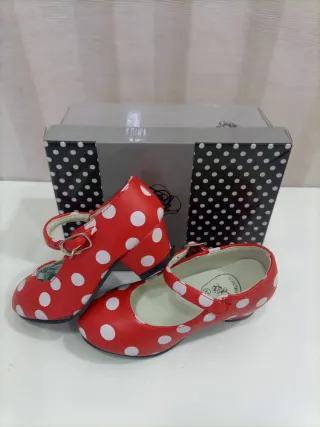 Zapatos Flamenca Niñas/Adultas Lunares Rojos