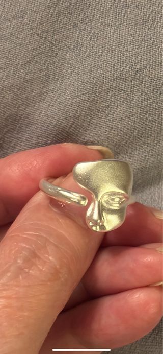 Anillo plata ajustable cara abstracta