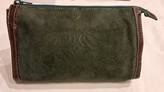 Neceser piel rectangular verde y granate