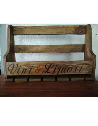 Porta bottiglie e calici da parete cm 64x42x14