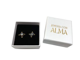 pendientes oro 18k con piedra con circonita
