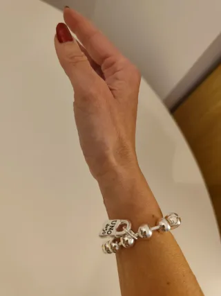 Pulsera UNOde50 Bolitas Charm Candado Plata