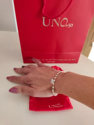 Pulsera Bolitas Plata Charm Candado Unode50