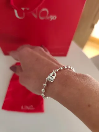 Pulsera Bolitas Plata Charm Candado Unode50