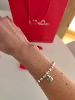 Pulsera Bolitas Plata Charm Candado Unode50